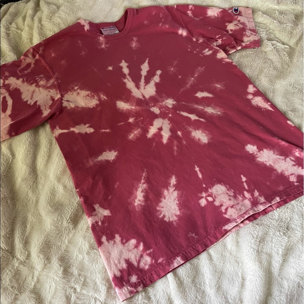 Vintage champion bleach tie dye tee L